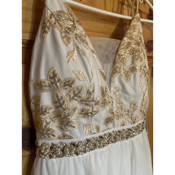 Emerald Sundae Dress Sz 7 Ivory Metallic Embroidered Wedding Party Ball Gown New - Picture 3 of 15